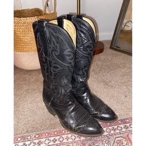 Black Leather Cowboy Boots